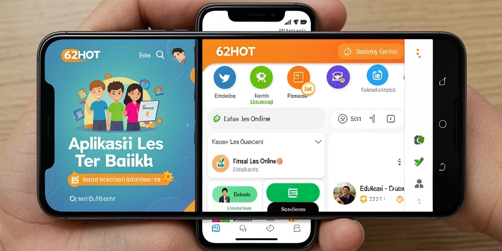 Antarmuka aplikasi 62HOT yang menarik dan interaktif untuk les online.