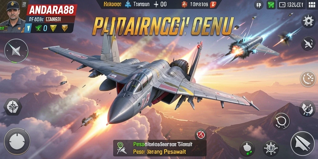 Tampilan antarmuka game Perang Pesawat yang modern dan user-friendly.