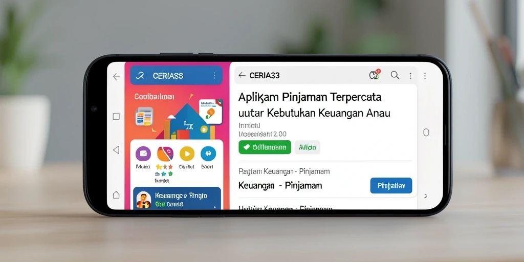 Tangkapan layar antarmuka aplikasi CERIA33 yang menunjukkan fitur pinjaman.