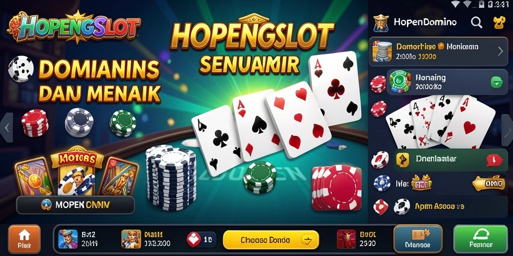 Screenshot HOPENGSLOT menunjukkan antarmuka permainan domino yang menarik.