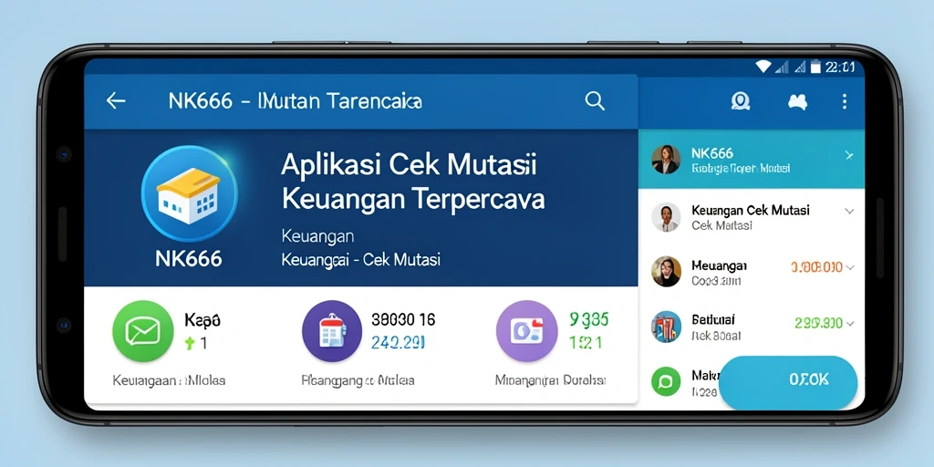 Screenshot utama NK666 menampilkan antarmuka aplikasi Cek Mutasi keuangan.