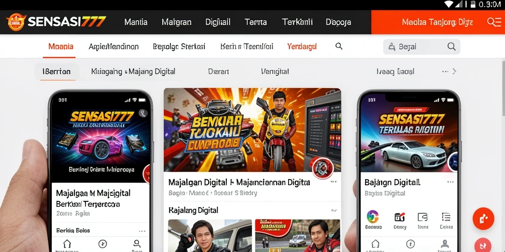 Antarmuka SENSASI777 yang modern dan interaktif untuk berita digital.